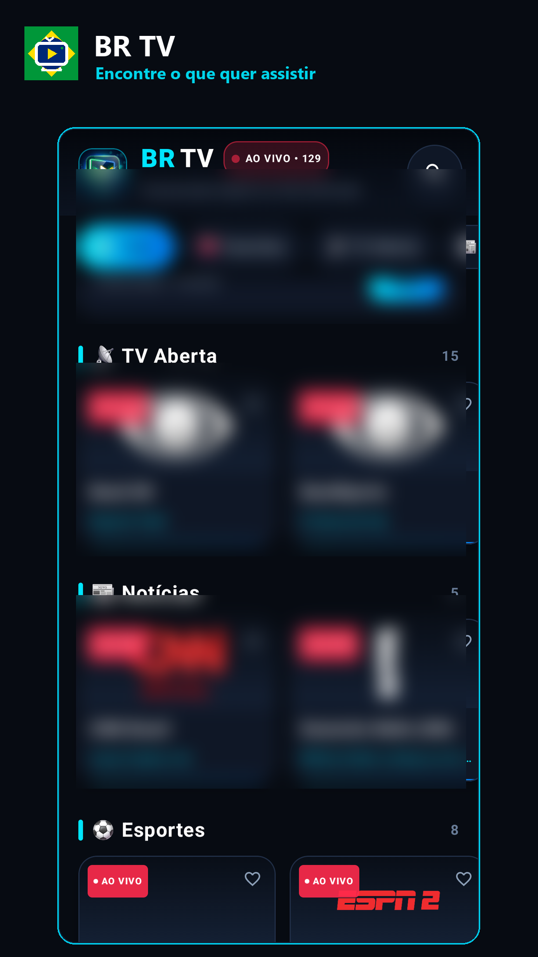 Categorias e catálogo do BR TV